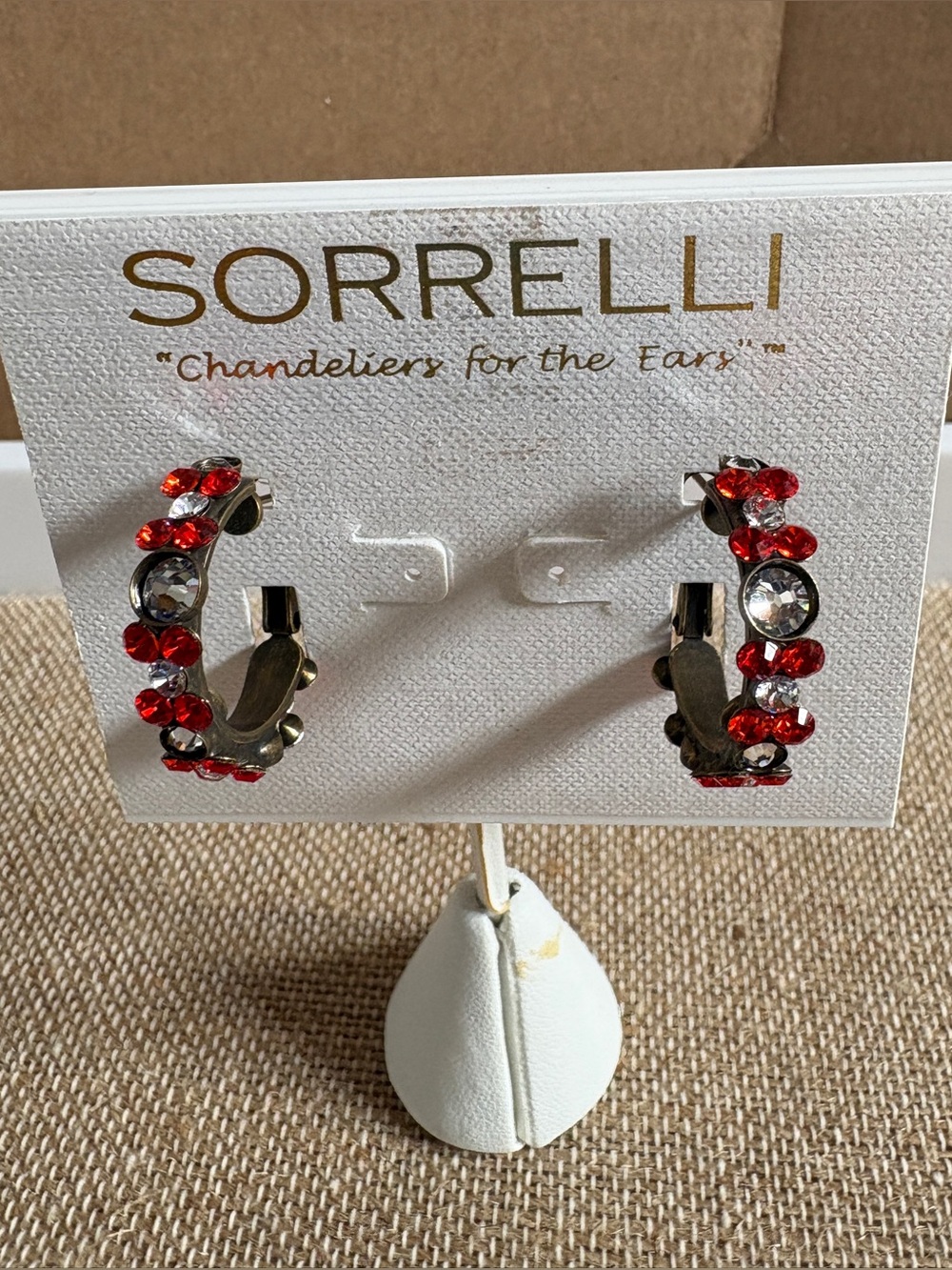 Sorrelli Orange and Clear Crystal Hoop Earrings